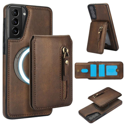 Zipper Wallet Split MagSafe Leather Back Phone Case, For Samsung Galaxy S21 5G, For Samsung Galaxy S21+ 5G, For Samsung Galaxy S21 Ultra 5G, For Samsung Galaxy Note20 Ultra, For Samsung Galaxy Note20