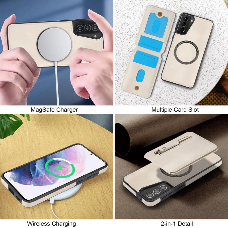 Zipper Wallet Split MagSafe Leather Back Phone Case, For Samsung Galaxy S21 5G, For Samsung Galaxy S21+ 5G, For Samsung Galaxy S21 Ultra 5G, For Samsung Galaxy Note20 Ultra, For Samsung Galaxy Note20
