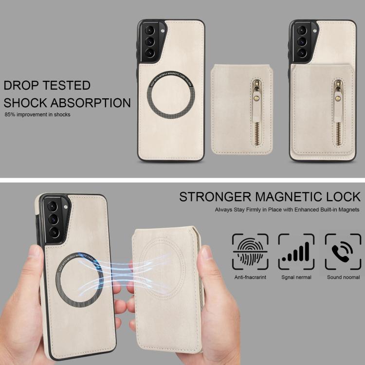 Zipper Wallet Split MagSafe Leather Back Phone Case, For Samsung Galaxy S21 5G, For Samsung Galaxy S21+ 5G, For Samsung Galaxy S21 Ultra 5G, For Samsung Galaxy Note20 Ultra, For Samsung Galaxy Note20