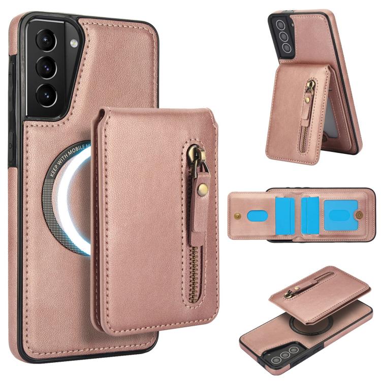 Zipper Wallet Split MagSafe Leather Back Phone Case, For Samsung Galaxy S21 5G, For Samsung Galaxy S21+ 5G, For Samsung Galaxy S21 Ultra 5G, For Samsung Galaxy Note20 Ultra, For Samsung Galaxy Note20