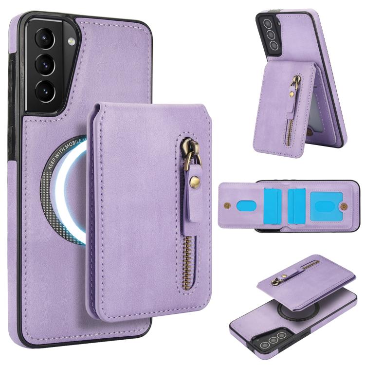 Zipper Wallet Split MagSafe Leather Back Phone Case, For Samsung Galaxy S21 5G, For Samsung Galaxy S21+ 5G, For Samsung Galaxy S21 Ultra 5G, For Samsung Galaxy Note20 Ultra, For Samsung Galaxy Note20