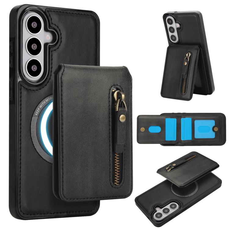 Zipper Wallet Split MagSafe Leather Back Phone Case, For Samsung Galaxy S26+ 5G, For Samsung Galaxy S26 Ultra 5G, For Samsung Galaxy S26 5G, For Samsung Galaxy S25 5G, For Samsung Galaxy S25+ 5G, For Samsung Galaxy S25 Ultra 5G