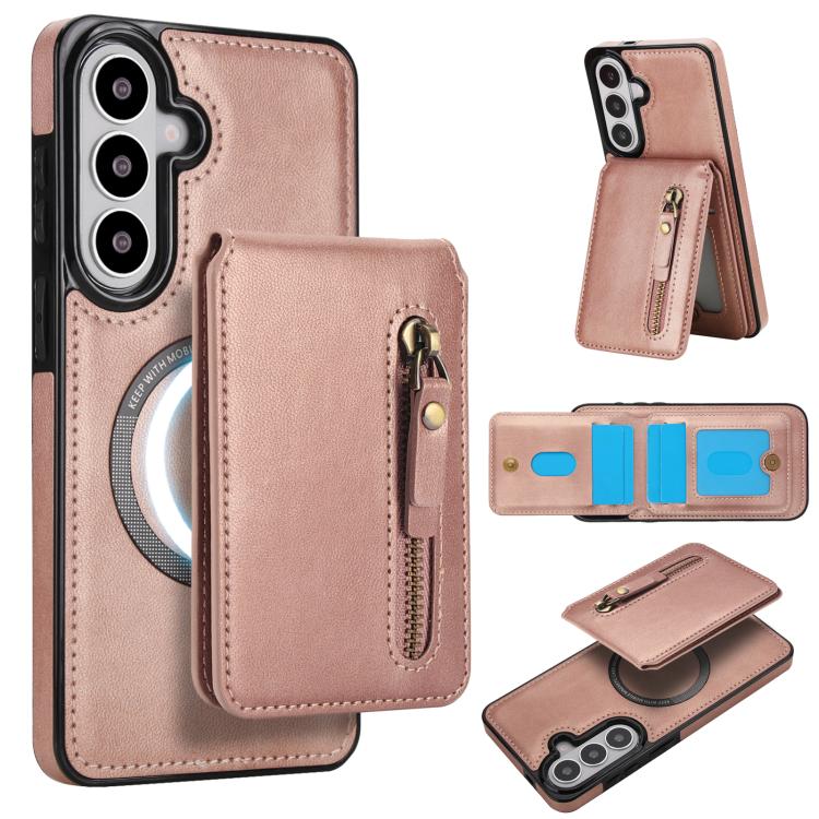 Zipper Wallet Split MagSafe Leather Back Phone Case, For Samsung Galaxy S26+ 5G, For Samsung Galaxy S26 Ultra 5G, For Samsung Galaxy S26 5G, For Samsung Galaxy S25 5G, For Samsung Galaxy S25+ 5G, For Samsung Galaxy S25 Ultra 5G