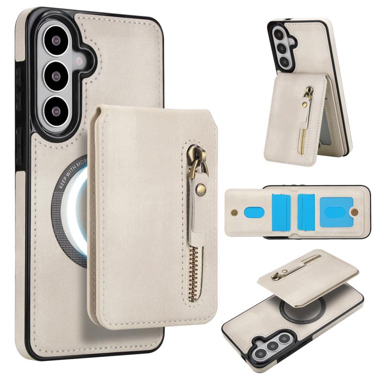 Zipper Wallet Split MagSafe Leather Back Phone Case, For Samsung Galaxy S26+ 5G, For Samsung Galaxy S26 Ultra 5G, For Samsung Galaxy S26 5G, For Samsung Galaxy S25 5G, For Samsung Galaxy S25+ 5G, For Samsung Galaxy S25 Ultra 5G