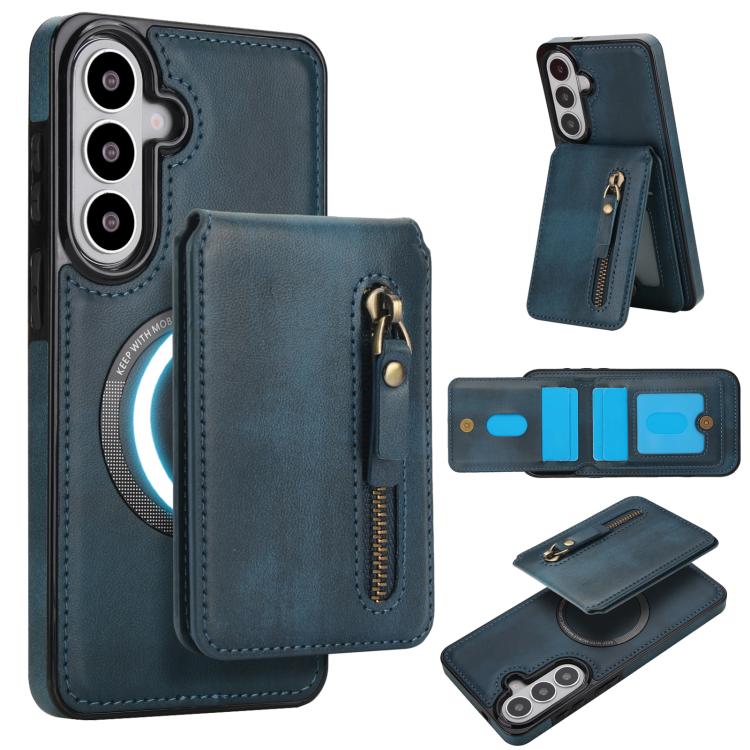 Zipper Wallet Split MagSafe Leather Back Phone Case, For Samsung Galaxy S26+ 5G, For Samsung Galaxy S26 Ultra 5G, For Samsung Galaxy S26 5G, For Samsung Galaxy S25 5G, For Samsung Galaxy S25+ 5G, For Samsung Galaxy S25 Ultra 5G