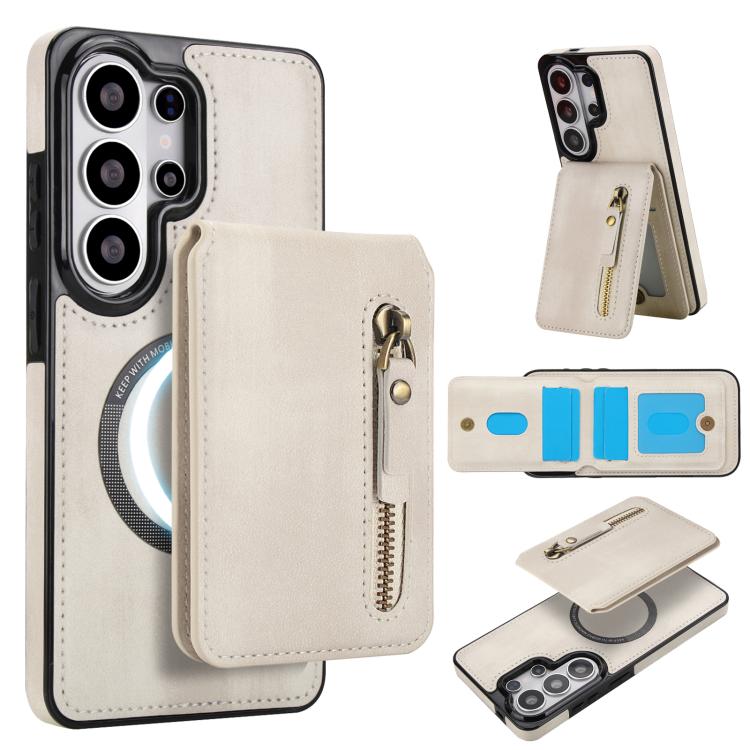 Zipper Wallet Split MagSafe Leather Back Phone Case, For Samsung Galaxy S26+ 5G, For Samsung Galaxy S26 Ultra 5G, For Samsung Galaxy S26 5G, For Samsung Galaxy S25 5G, For Samsung Galaxy S25+ 5G, For Samsung Galaxy S25 Ultra 5G