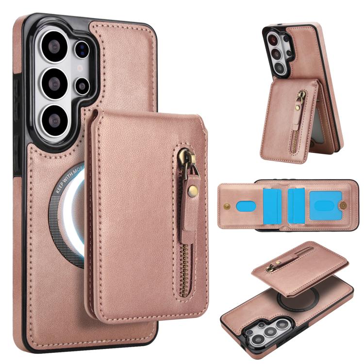 Zipper Wallet Split MagSafe Leather Back Phone Case, For Samsung Galaxy S26+ 5G, For Samsung Galaxy S26 Ultra 5G, For Samsung Galaxy S26 5G, For Samsung Galaxy S25 5G, For Samsung Galaxy S25+ 5G, For Samsung Galaxy S25 Ultra 5G