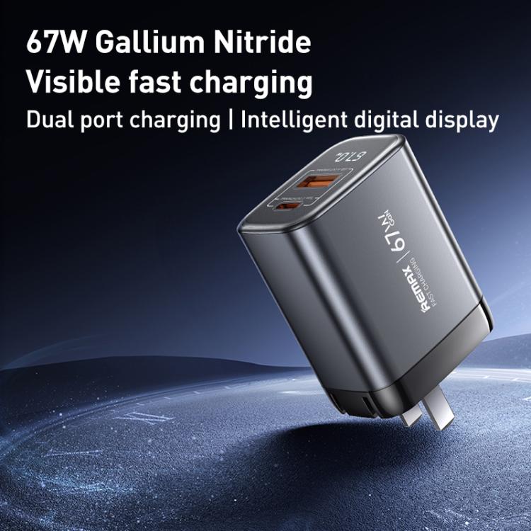 REMAX U2-AC 67W USB and Type-C GaN Digital Display Fast Charger