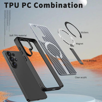 Honeycomb Cooling MagSafe Holder Phone Case, For Samsung Galaxy S26 Ultra 5G, For Samsung Galaxy A07 4G, For Samsung Galaxy A17 5G, For Samsung Galaxy M56 / F56 5G, For Samsung Galaxy A06 5G / 4G, For Samsung Galaxy S25 5G / S24 5G                     ...