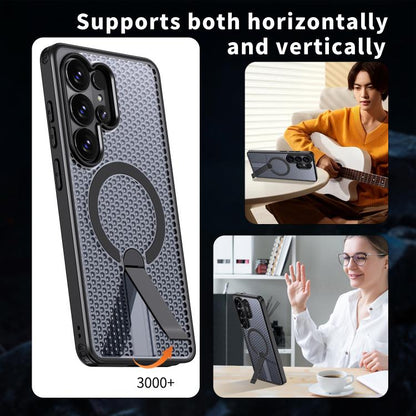 Honeycomb Cooling MagSafe Holder Phone Case, For Samsung Galaxy S26 Ultra 5G, For Samsung Galaxy A07 4G, For Samsung Galaxy A17 5G, For Samsung Galaxy M56 / F56 5G, For Samsung Galaxy A06 5G / 4G, For Samsung Galaxy S25 5G / S24 5G                     ...