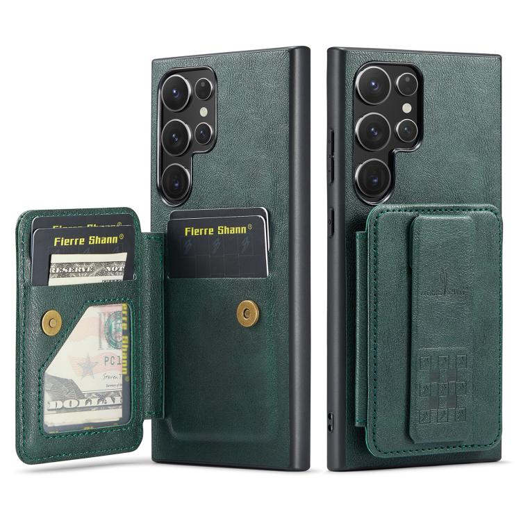 Fierre Shann FS-024 Oil Wax Cow Leather Card Holder Back Phone Case, For Samsung Galaxy S26+ 5G, For Samsung Galaxy S26 Ultra 5G, For Samsung Galaxy S26 5G, For Samsung Galaxy S25 5G, For Samsung Galaxy S25+ 5G, For Samsung Galaxy S25 Ultra 5G