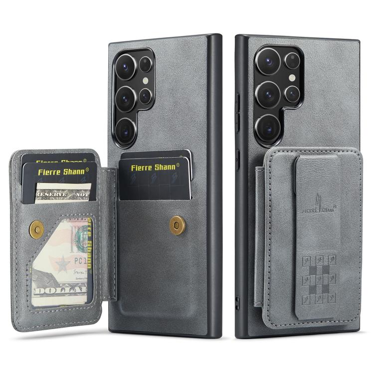 Fierre Shann FS-024 Oil Wax Cow Leather Card Holder Back Phone Case, For Samsung Galaxy S26+ 5G, For Samsung Galaxy S26 Ultra 5G, For Samsung Galaxy S26 5G, For Samsung Galaxy S25 5G, For Samsung Galaxy S25+ 5G, For Samsung Galaxy S25 Ultra 5G