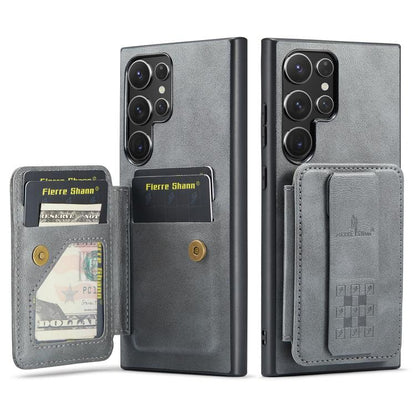 Fierre Shann FS-024 Oil Wax Cow Leather Card Holder Back Phone Case, For Samsung Galaxy S26+ 5G, For Samsung Galaxy S26 Ultra 5G, For Samsung Galaxy S26 5G, For Samsung Galaxy S25 5G, For Samsung Galaxy S25+ 5G, For Samsung Galaxy S25 Ultra 5G