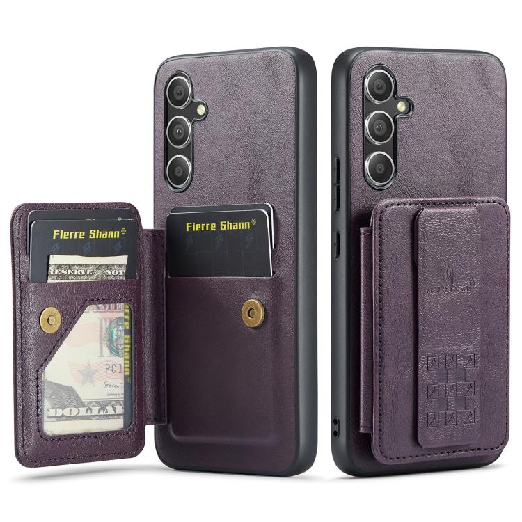 Fierre Shann FS-024 Oil Wax Cow Leather Card Holder Back Phone Case, For Samsung Galaxy S26+ 5G, For Samsung Galaxy S26 Ultra 5G, For Samsung Galaxy S26 5G, For Samsung Galaxy S25 5G, For Samsung Galaxy S25+ 5G, For Samsung Galaxy S25 Ultra 5G