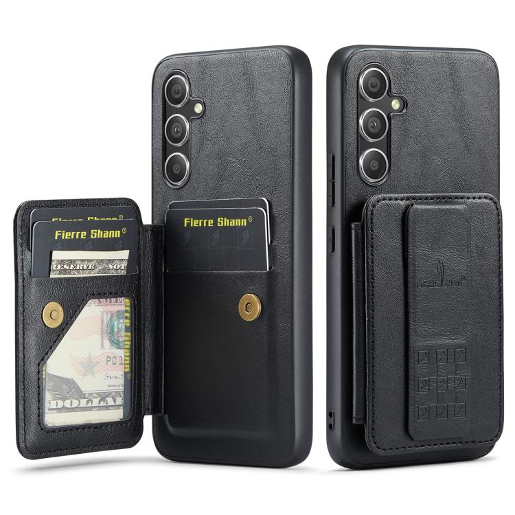 Fierre Shann FS-024 Oil Wax Cow Leather Card Holder Back Phone Case, For Samsung Galaxy S26+ 5G, For Samsung Galaxy S26 Ultra 5G, For Samsung Galaxy S26 5G, For Samsung Galaxy S25 5G, For Samsung Galaxy S25+ 5G, For Samsung Galaxy S25 Ultra 5G