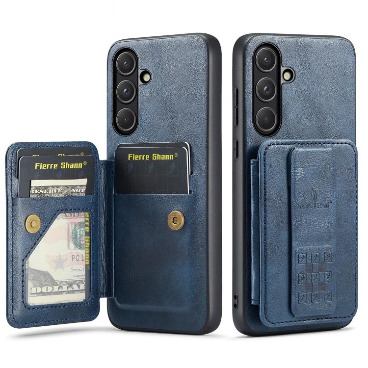 Fierre Shann FS-024 Oil Wax Cow Leather Card Holder Back Phone Case, For Samsung Galaxy S26+ 5G, For Samsung Galaxy S26 Ultra 5G, For Samsung Galaxy S26 5G, For Samsung Galaxy S25 5G, For Samsung Galaxy S25+ 5G, For Samsung Galaxy S25 Ultra 5G