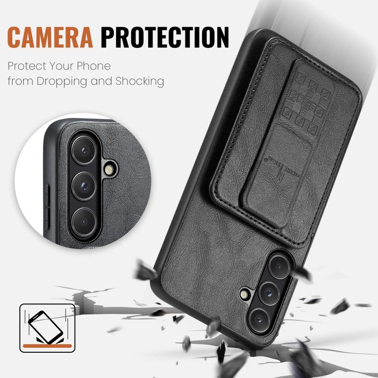 Fierre Shann FS-024 Oil Wax Cow Leather Card Holder Back Phone Case, For Samsung Galaxy S26+ 5G, For Samsung Galaxy S26 Ultra 5G, For Samsung Galaxy S26 5G, For Samsung Galaxy S25 5G, For Samsung Galaxy S25+ 5G, For Samsung Galaxy S25 Ultra 5G