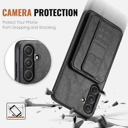 Fierre Shann FS-024 Oil Wax Cow Leather Card Holder Back Phone Case, For Samsung Galaxy S26+ 5G, For Samsung Galaxy S26 Ultra 5G, For Samsung Galaxy S26 5G, For Samsung Galaxy S25 5G, For Samsung Galaxy S25+ 5G, For Samsung Galaxy S25 Ultra 5G