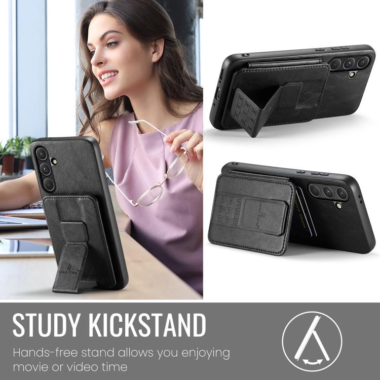 Fierre Shann FS-024 Oil Wax Cow Leather Card Holder Back Phone Case, For Samsung Galaxy S26+ 5G, For Samsung Galaxy S26 Ultra 5G, For Samsung Galaxy S26 5G, For Samsung Galaxy S25 5G, For Samsung Galaxy S25+ 5G, For Samsung Galaxy S25 Ultra 5G