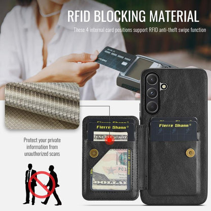 Fierre Shann FS-024 Oil Wax Cow Leather Card Holder Back Phone Case, For Samsung Galaxy S26+ 5G, For Samsung Galaxy S26 Ultra 5G, For Samsung Galaxy S26 5G, For Samsung Galaxy S25 5G, For Samsung Galaxy S25+ 5G, For Samsung Galaxy S25 Ultra 5G