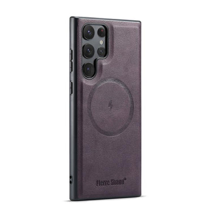 Fierre Shann FS-027 Cowhide Texture MagSafe Magnetic Phone Case, For Samsung Galaxy S26+ 5G, For Samsung Galaxy S26 Ultra 5G, For Samsung Galaxy S26 5G, For Samsung Galaxy S25 5G, For Samsung Galaxy S25+ 5G, For Samsung Galaxy S25 Ultra 5G             ...