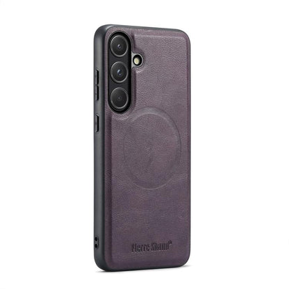 Fierre Shann FS-027 Cowhide Texture MagSafe Magnetic Phone Case, For Samsung Galaxy S26+ 5G, For Samsung Galaxy S26 Ultra 5G, For Samsung Galaxy S26 5G, For Samsung Galaxy S25 5G, For Samsung Galaxy S25+ 5G, For Samsung Galaxy S25 Ultra 5G             ...