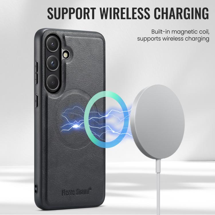 Fierre Shann FS-027 Cowhide Texture MagSafe Magnetic Phone Case, For Samsung Galaxy S26+ 5G, For Samsung Galaxy S26 Ultra 5G, For Samsung Galaxy S26 5G, For Samsung Galaxy S25 5G, For Samsung Galaxy S25+ 5G, For Samsung Galaxy S25 Ultra 5G             ...