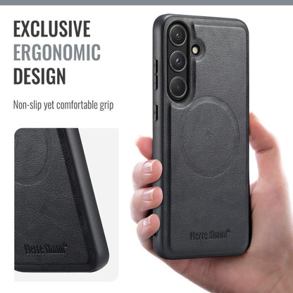 Fierre Shann FS-027 Cowhide Texture MagSafe Magnetic Phone Case, For Samsung Galaxy S26+ 5G, For Samsung Galaxy S26 Ultra 5G, For Samsung Galaxy S26 5G, For Samsung Galaxy S25 5G, For Samsung Galaxy S25+ 5G, For Samsung Galaxy S25 Ultra 5G             ...