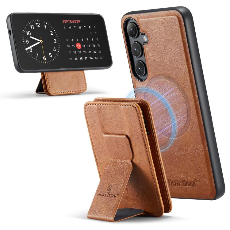 Fierre Shann FS028 MagSafe RFID Card Holder Back Phone Case, For Samsung Galaxy S26+ 5G, For Samsung Galaxy S26 Ultra 5G, For Samsung Galaxy S26 5G, For Samsung Galaxy S25 5G, For Samsung Galaxy S25+ 5G, For Samsung Galaxy S25 Ultra 5G                 ...