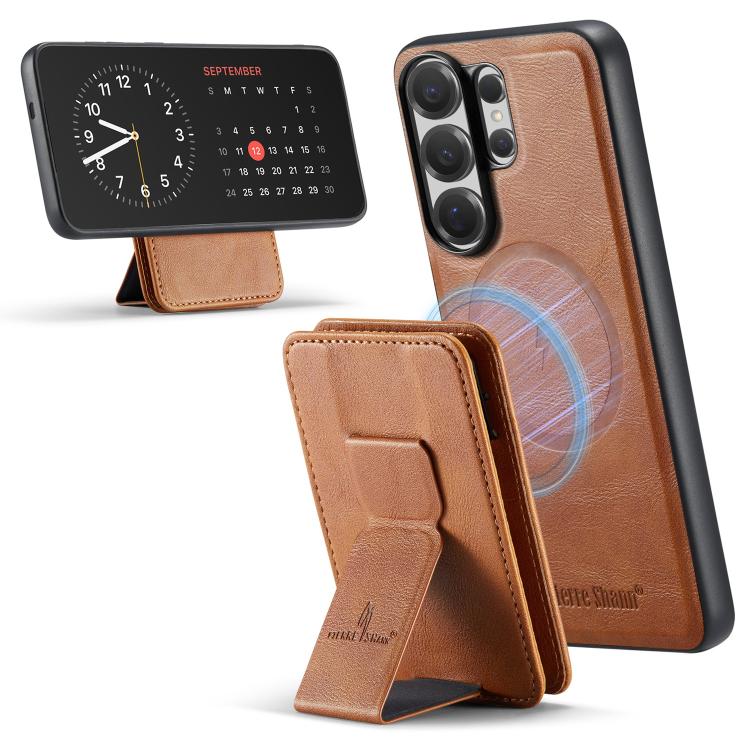 Fierre Shann FS028 MagSafe RFID Card Holder Back Phone Case, For Samsung Galaxy S26+ 5G, For Samsung Galaxy S26 Ultra 5G, For Samsung Galaxy S26 5G, For Samsung Galaxy S25 5G, For Samsung Galaxy S25+ 5G, For Samsung Galaxy S25 Ultra 5G                 ...