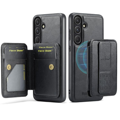 Fierre Shann FS028 MagSafe RFID Card Holder Back Phone Case, For Samsung Galaxy S26+ 5G, For Samsung Galaxy S26 Ultra 5G, For Samsung Galaxy S26 5G, For Samsung Galaxy S25 5G, For Samsung Galaxy S25+ 5G, For Samsung Galaxy S25 Ultra 5G                 ...