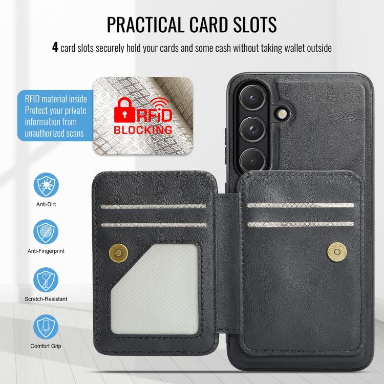 Fierre Shann FS028 MagSafe RFID Card Holder Back Phone Case, For Samsung Galaxy S26+ 5G, For Samsung Galaxy S26 Ultra 5G, For Samsung Galaxy S26 5G, For Samsung Galaxy S25 5G, For Samsung Galaxy S25+ 5G, For Samsung Galaxy S25 Ultra 5G                 ...