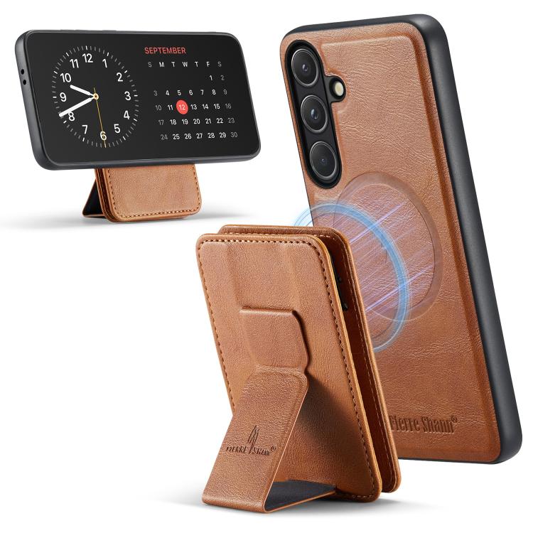 Fierre Shann FS028 MagSafe RFID Card Holder Back Phone Case, For Samsung Galaxy S26+ 5G, For Samsung Galaxy S26 Ultra 5G, For Samsung Galaxy S26 5G, For Samsung Galaxy S25 5G, For Samsung Galaxy S25+ 5G, For Samsung Galaxy S25 Ultra 5G                 ...
