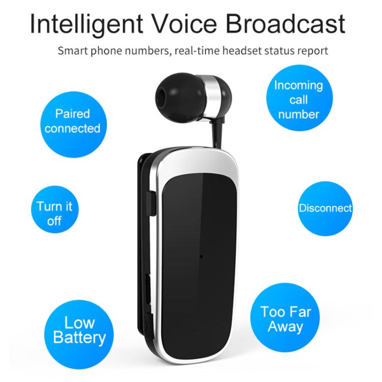 K52 Business Lavalier Retractable Cable Bluetooth Earphone