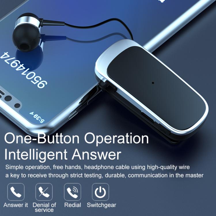 K52 Business Lavalier Retractable Cable Bluetooth Earphone