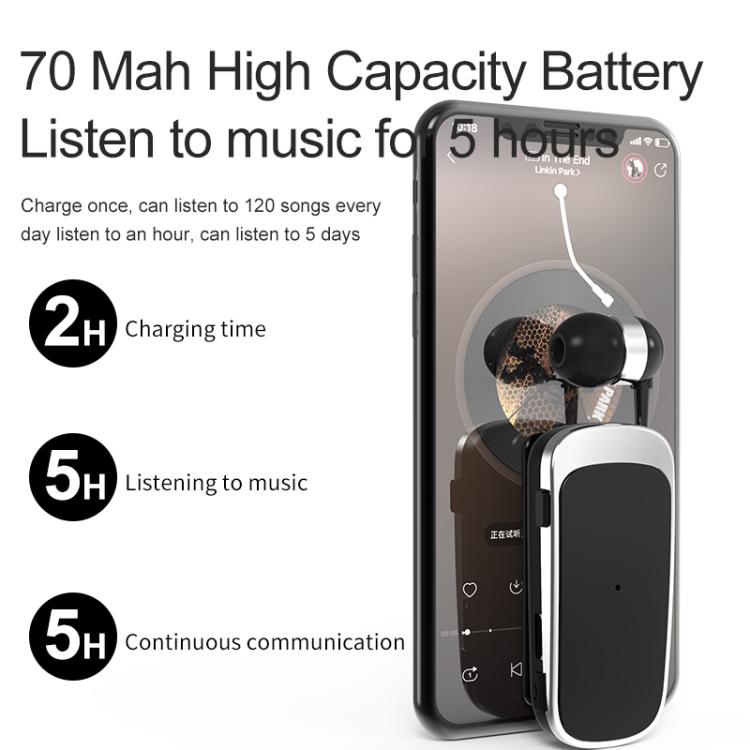 K52 Business Lavalier Retractable Cable Bluetooth Earphone