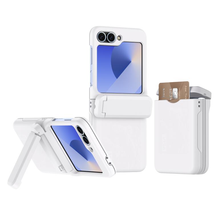 Spring Rubber Chain Card Slot PC Folding Phone Case with Stand