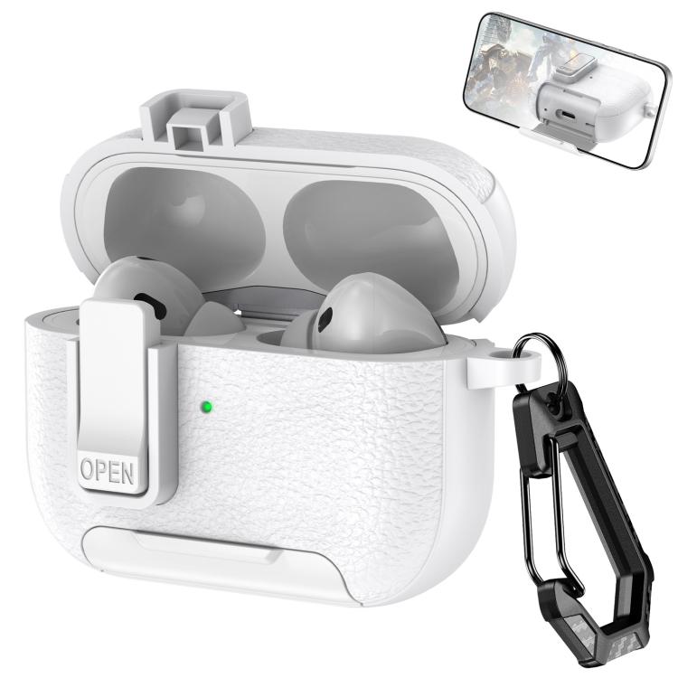 Leather Texture Wireless Earphones Case with Hook & Holder