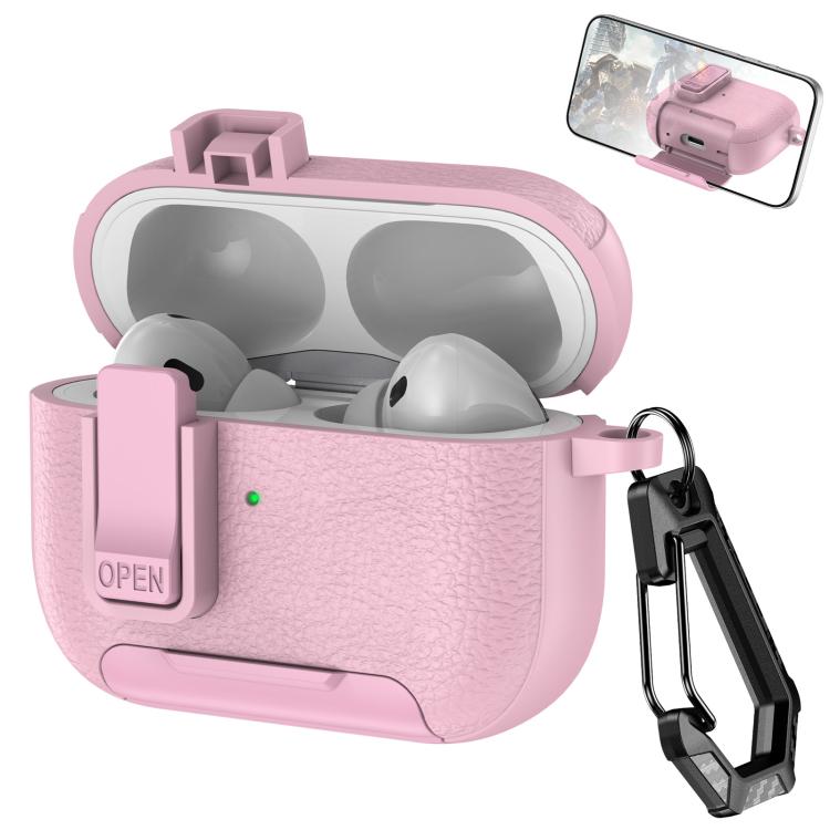 Leather Texture Wireless Earphones Case with Hook & Holder