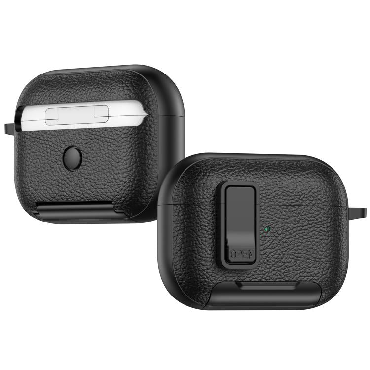 Leather Texture Wireless Earphones Case with Hook & Holder