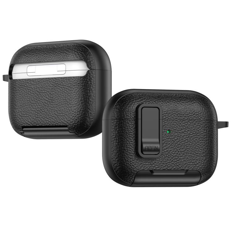 Leather Texture Wireless Earphones Case with Hook & Holder
