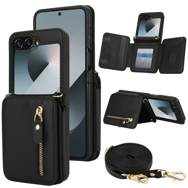 Crossbody Zipper Dual Buckle Card Bag Folding Phone Case