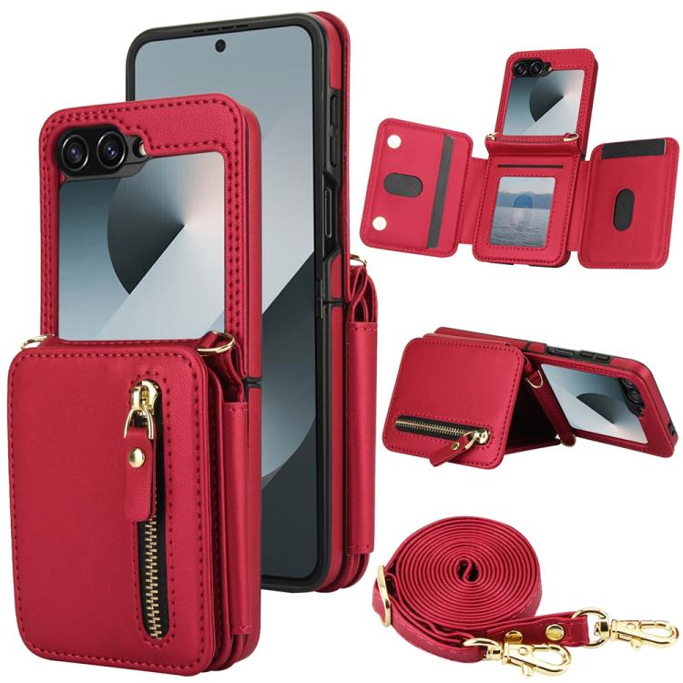 Crossbody Zipper Dual Buckle Card Bag Folding Phone Case