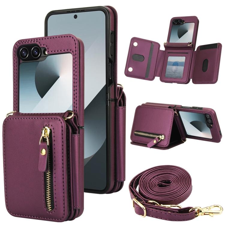 Crossbody Zipper Dual Buckle Card Bag Folding Phone Case