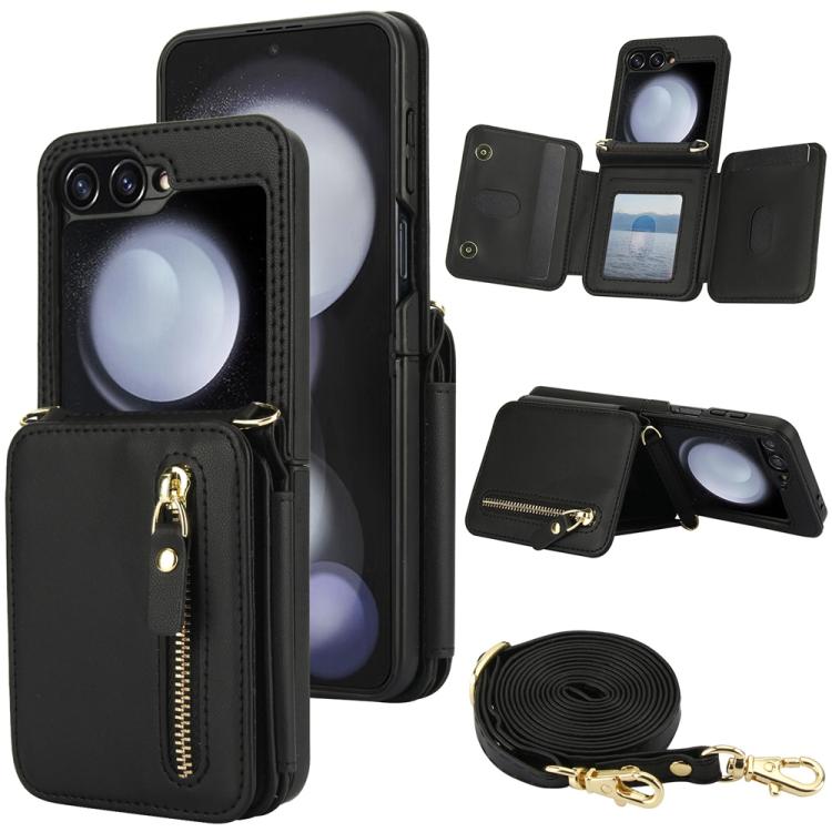 Crossbody Zipper Dual Buckle Card Bag Folding Phone Case