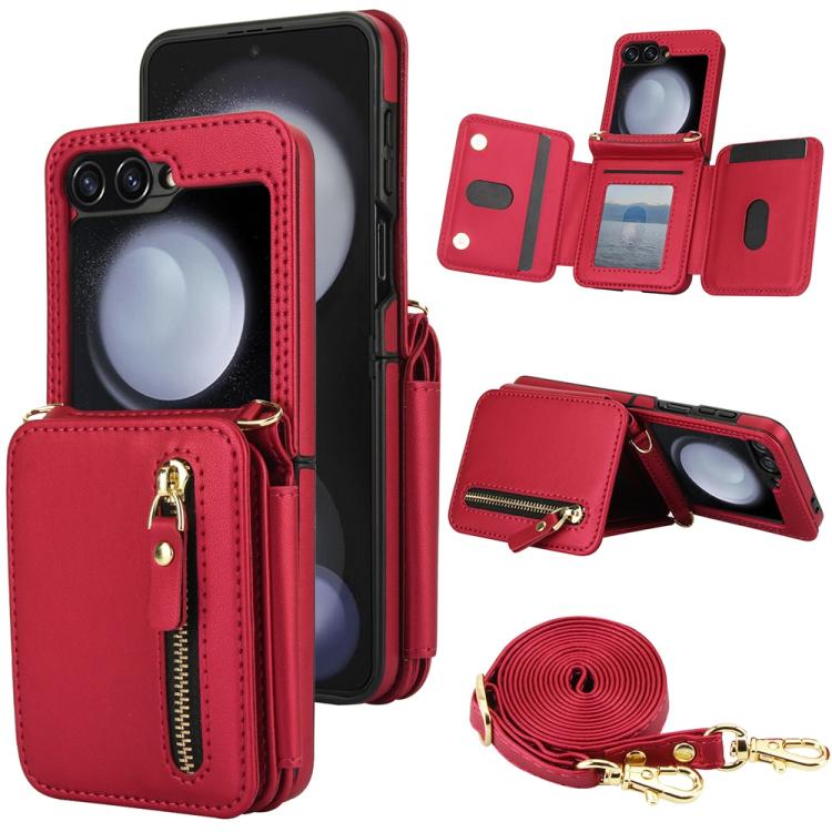 Crossbody Zipper Dual Buckle Card Bag Folding Phone Case