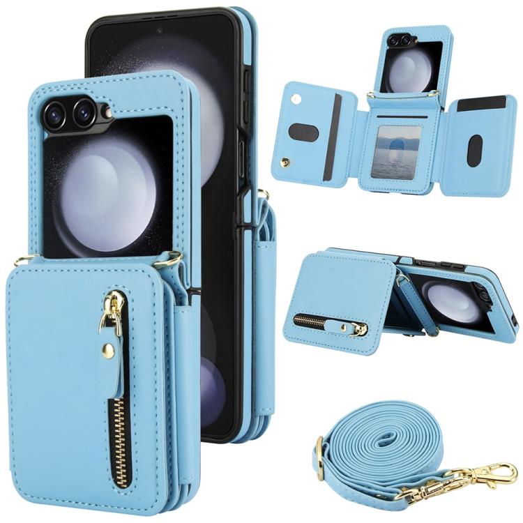 Crossbody Zipper Dual Buckle Card Bag Folding Phone Case