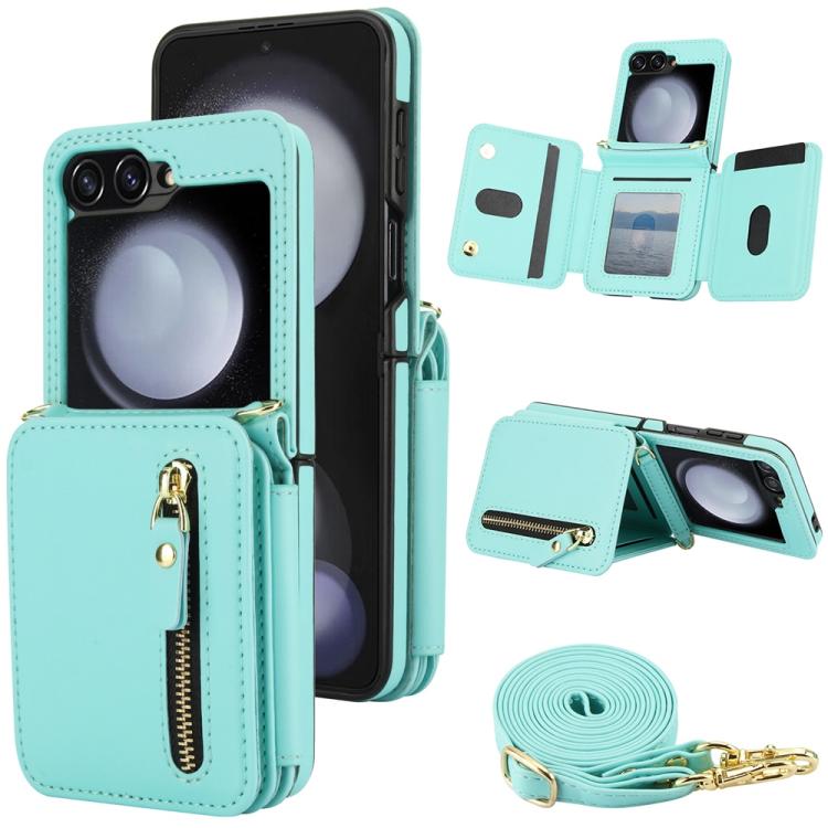 Crossbody Zipper Dual Buckle Card Bag Folding Phone Case