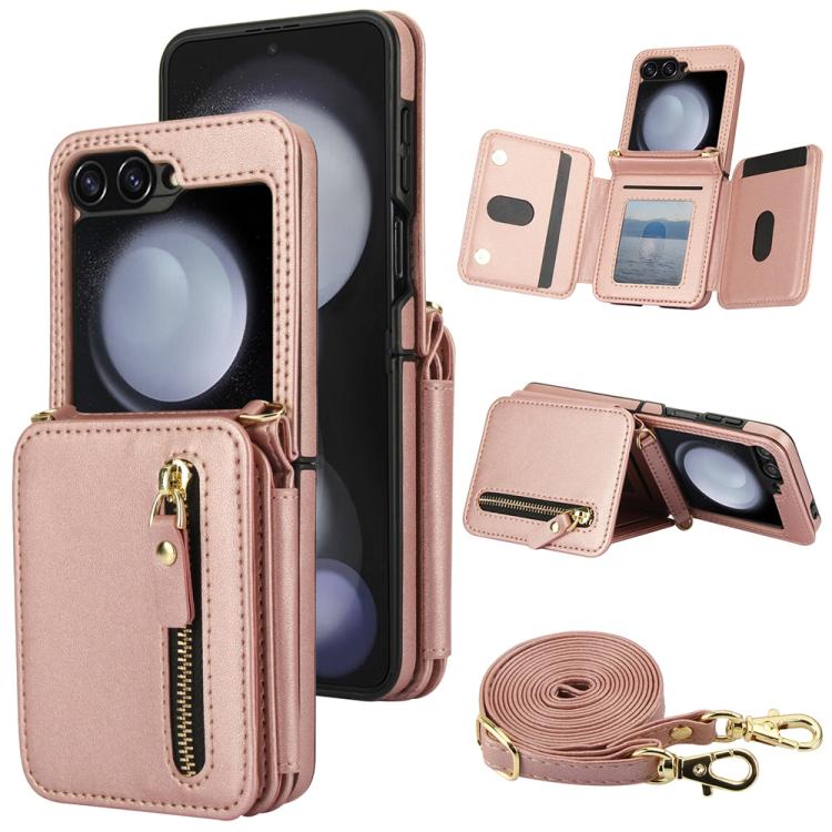 Crossbody Zipper Dual Buckle Card Bag Folding Phone Case