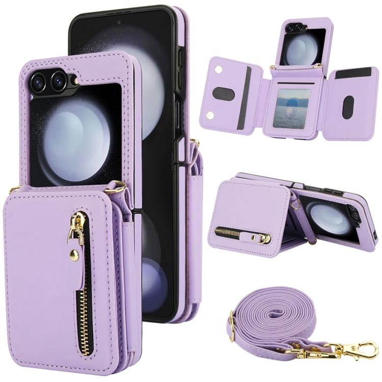 Crossbody Zipper Dual Buckle Card Bag Folding Phone Case
